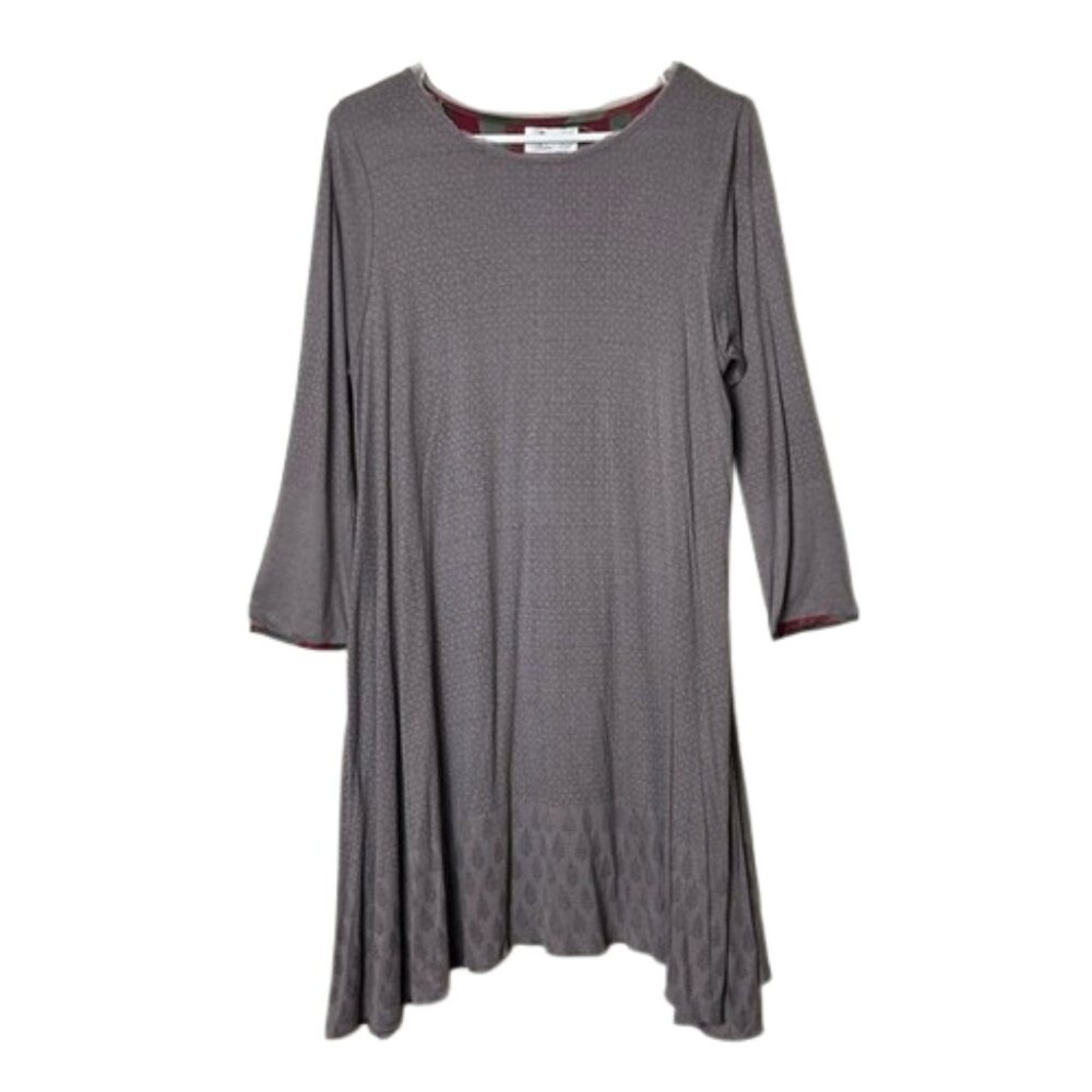 Good earth butbul sustainable 100% model tunic dress womens M gray purple